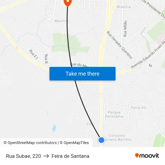 Rua Subae, 220 to Feira de Santana map