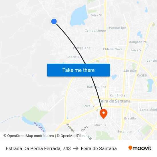 Estrada Da Pedra Ferrada, 743 to Feira de Santana map