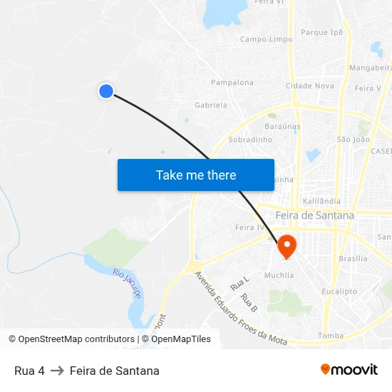 Rua 4 to Feira de Santana map