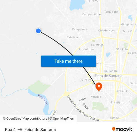 Rua 4 to Feira de Santana map