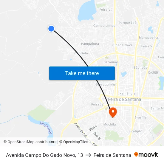 Avenida Campo Do Gado Novo, 13 to Feira de Santana map
