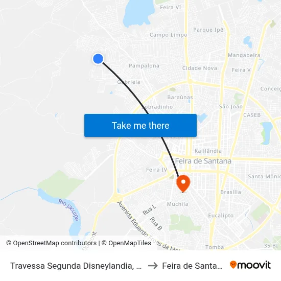 Travessa Segunda Disneylandia, 30 to Feira de Santana map