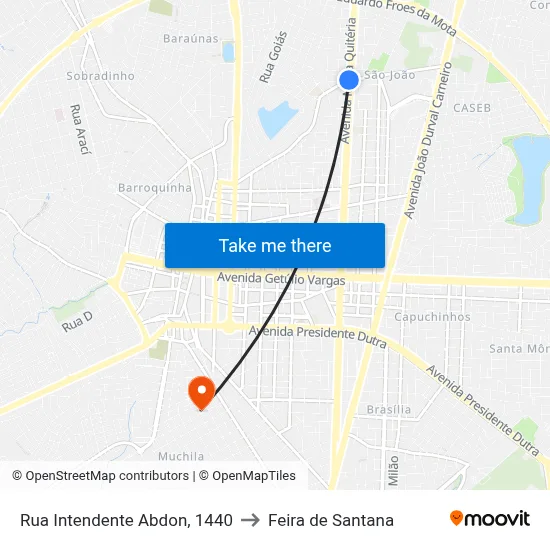 Rua Intendente Abdon, 1440 to Feira de Santana map