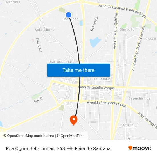 Rua Ogum Sete Linhas, 368 to Feira de Santana map