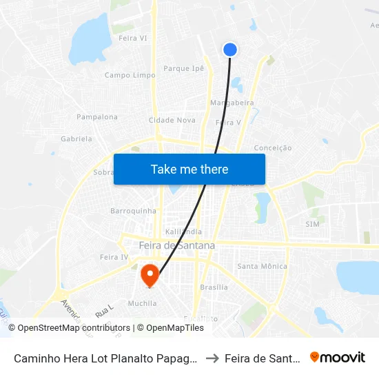 Caminho Hera Lot Planalto Papagaio, 5 to Feira de Santana map