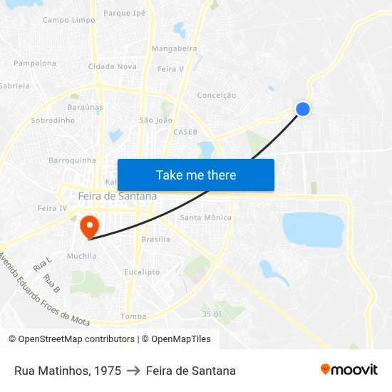 Rua Matinhos, 1975 to Feira de Santana map