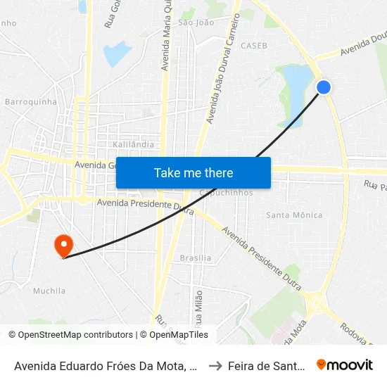 Avenida Eduardo Fróes Da Mota, 3077 to Feira de Santana map
