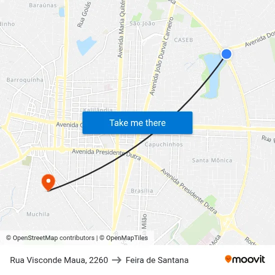 Rua Visconde Maua, 2260 to Feira de Santana map