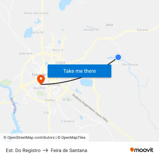Est. Do Registro to Feira de Santana map