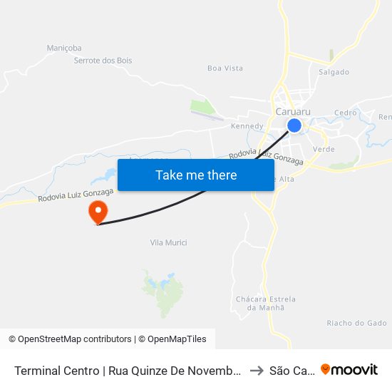 Terminal Centro | Rua Quinze De Novembro, 232 to São Caita map