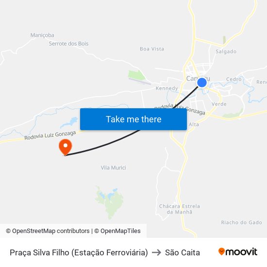 Praça Silva Filho (Estação Ferroviária) to São Caita map