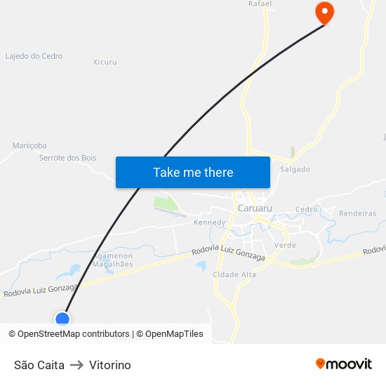 São Caita to Vitorino map