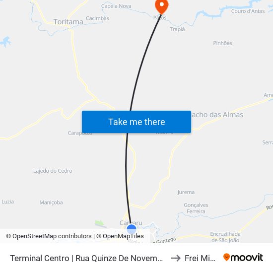 Terminal Centro | Rua Quinze De Novembro, 232 to Frei Migue map