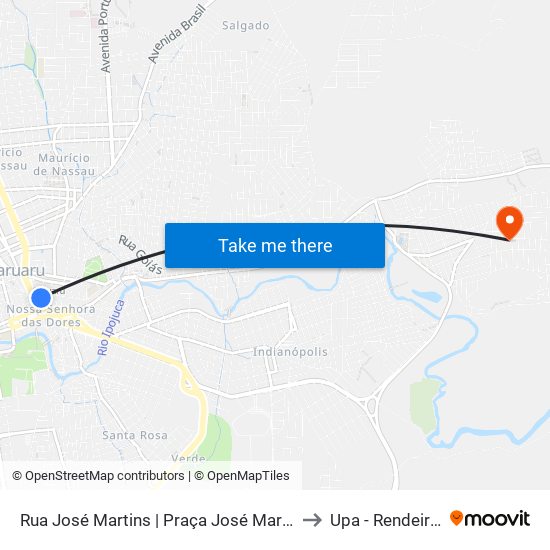 Rua José Martins | Praça José Martins to Upa - Rendeiras map