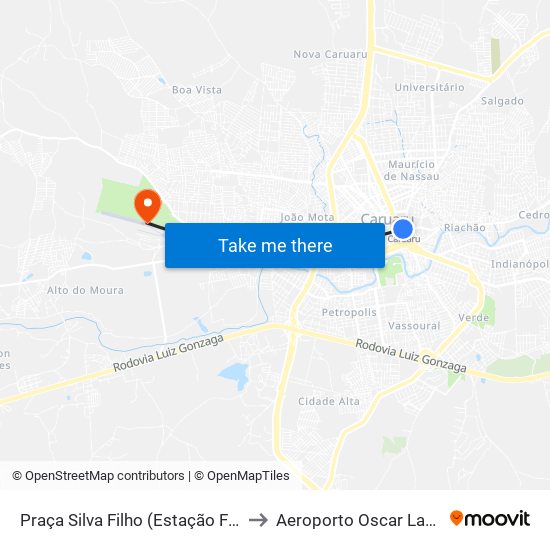 Praça Silva Filho (Estação Ferroviária) to Aeroporto Oscar Laranjeiras map