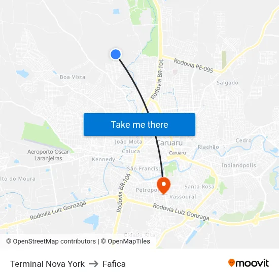 Terminal Nova York to Fafica map