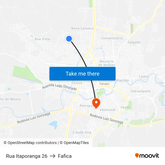 Rua Itaporanga 26 to Fafica map