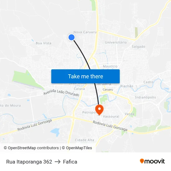Rua Itaporanga 362 to Fafica map