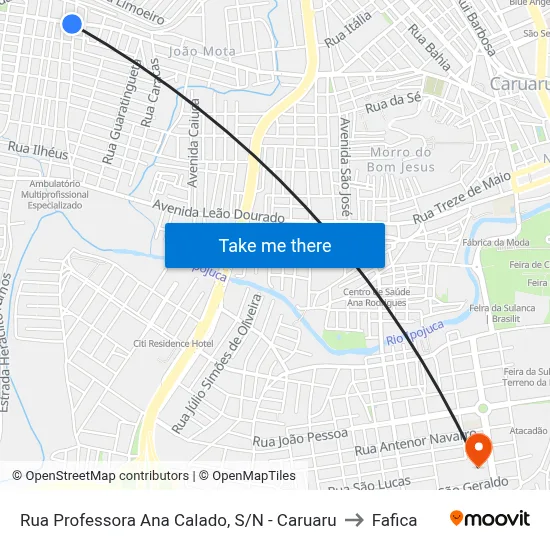 Rua Professora Ana Calado, S/N - Caruaru to Fafica map