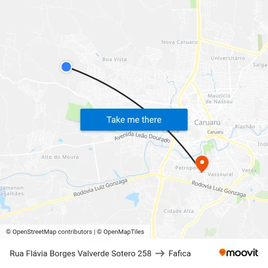 Rua Flávia Borges Valverde Sotero 258 to Fafica map
