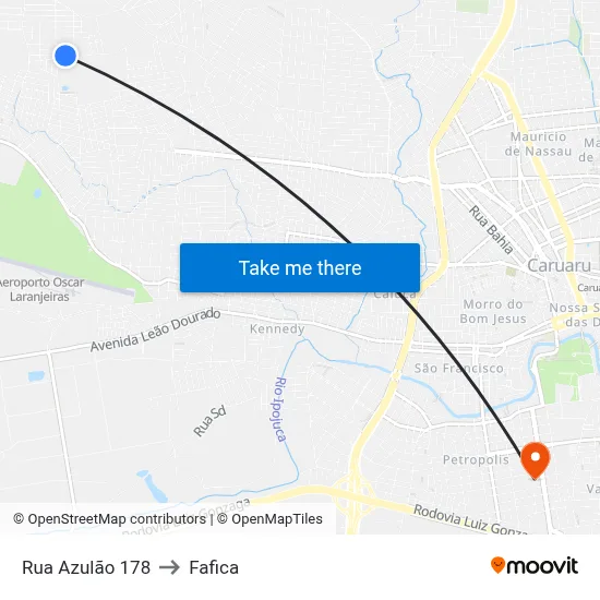 Rua Azulão 178 to Fafica map