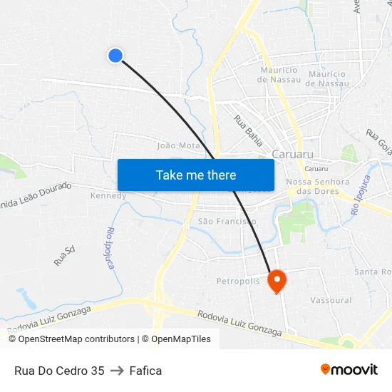 Rua Do Cedro 35 to Fafica map