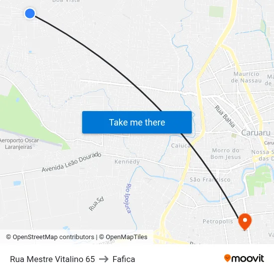 Rua Mestre Vitalino 65 to Fafica map