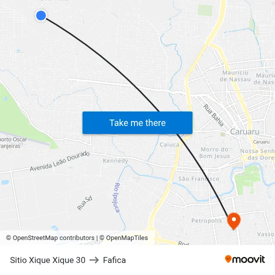 Sitio Xique Xique 30 to Fafica map