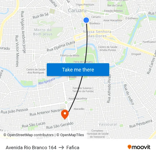 Avenida Rio Branco 164 to Fafica map
