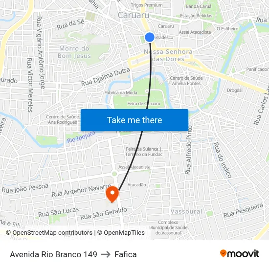 Avenida Rio Branco 149 to Fafica map