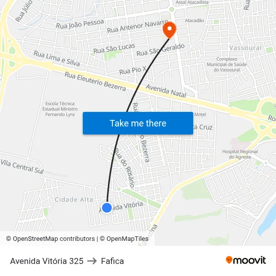 Avenida Vitória 325 to Fafica map