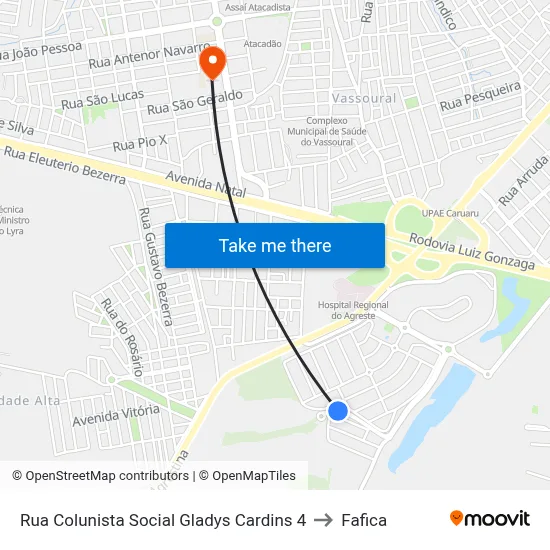 Rua Colunista Social Gladys Cardins 4 to Fafica map