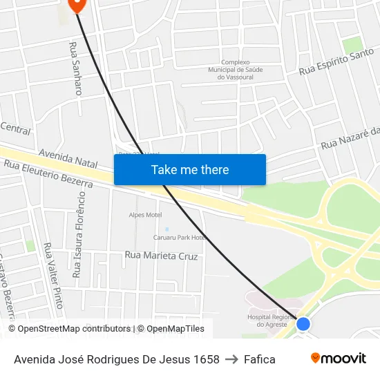 Avenida José Rodrigues De Jesus 1658 to Fafica map