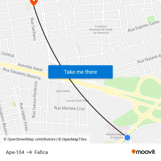 Ape-104 to Fafica map