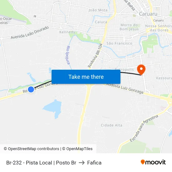 Br-232 - Pista Local | Posto Br to Fafica map