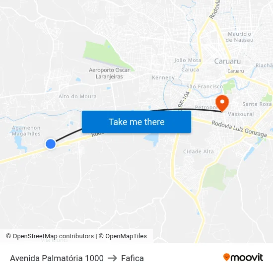 Avenida Palmatória 1000 to Fafica map