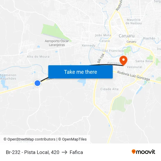 Br-232 - Pista Local, 420 to Fafica map