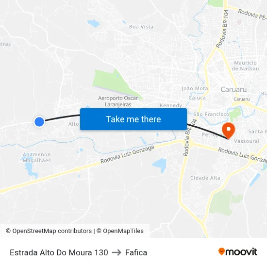 Estrada Alto Do Moura 130 to Fafica map