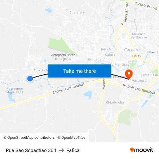 Rua Sao Sebastiao 304 to Fafica map
