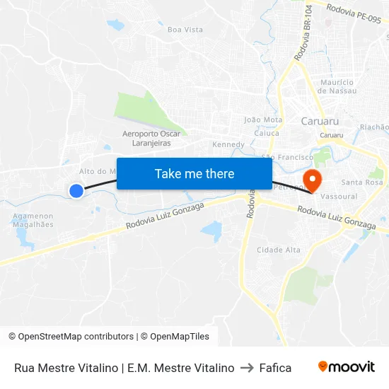 Rua Mestre Vitalino | E.M. Mestre Vitalino to Fafica map
