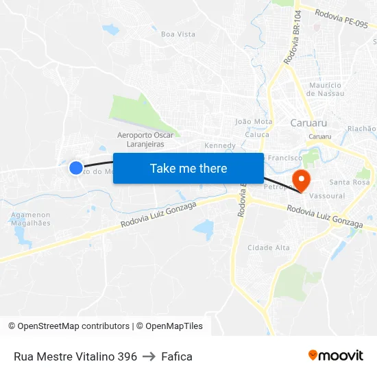 Rua Mestre Vitalino 396 to Fafica map