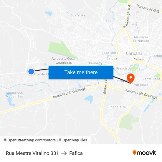 Rua Mestre Vitalino 331 to Fafica map