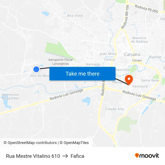 Rua Mestre Vitalino 610 to Fafica map