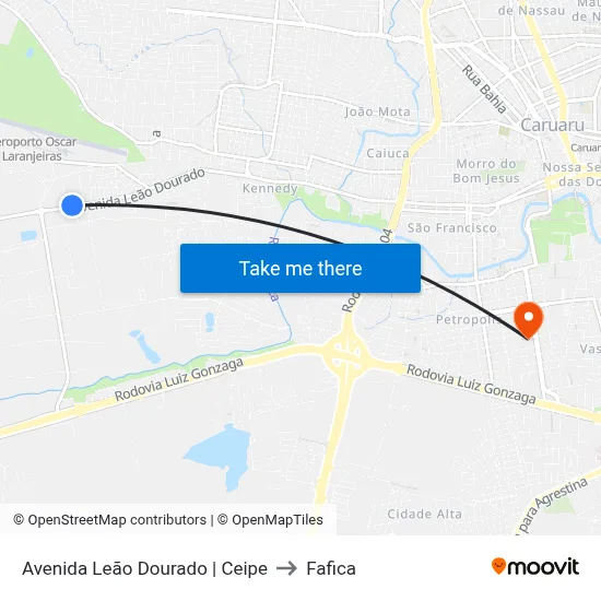 Avenida Leão Dourado | Ceipe to Fafica map