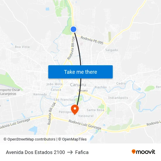 Avenida Dos Estados 2100 to Fafica map