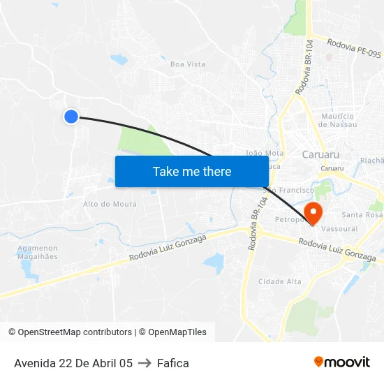 Avenida 22 De Abril 05 to Fafica map