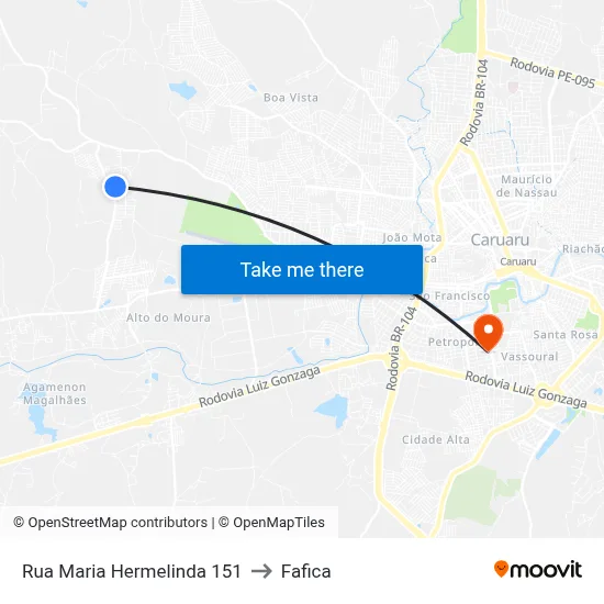 Rua Maria Hermelinda 151 to Fafica map