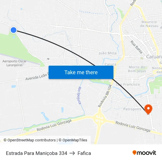 Estrada Para Maniçoba 334 to Fafica map