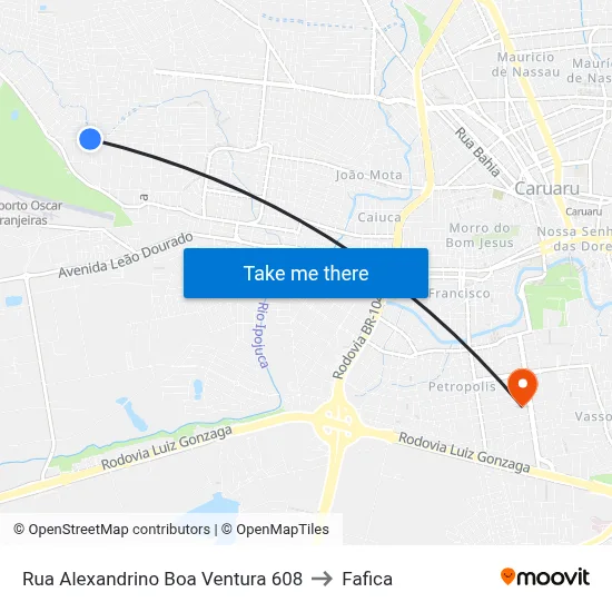 Rua Alexandrino Boa Ventura 608 to Fafica map
