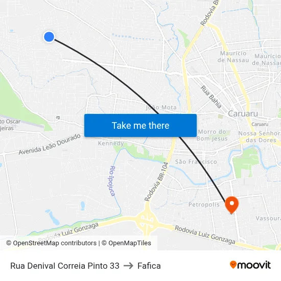 Rua Denival Correia Pinto 33 to Fafica map